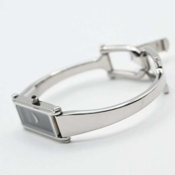 GUCCI 1500L Quartz Bangle Bracelet Watch Stainless Steel Silver Black 68LC574 main image 4